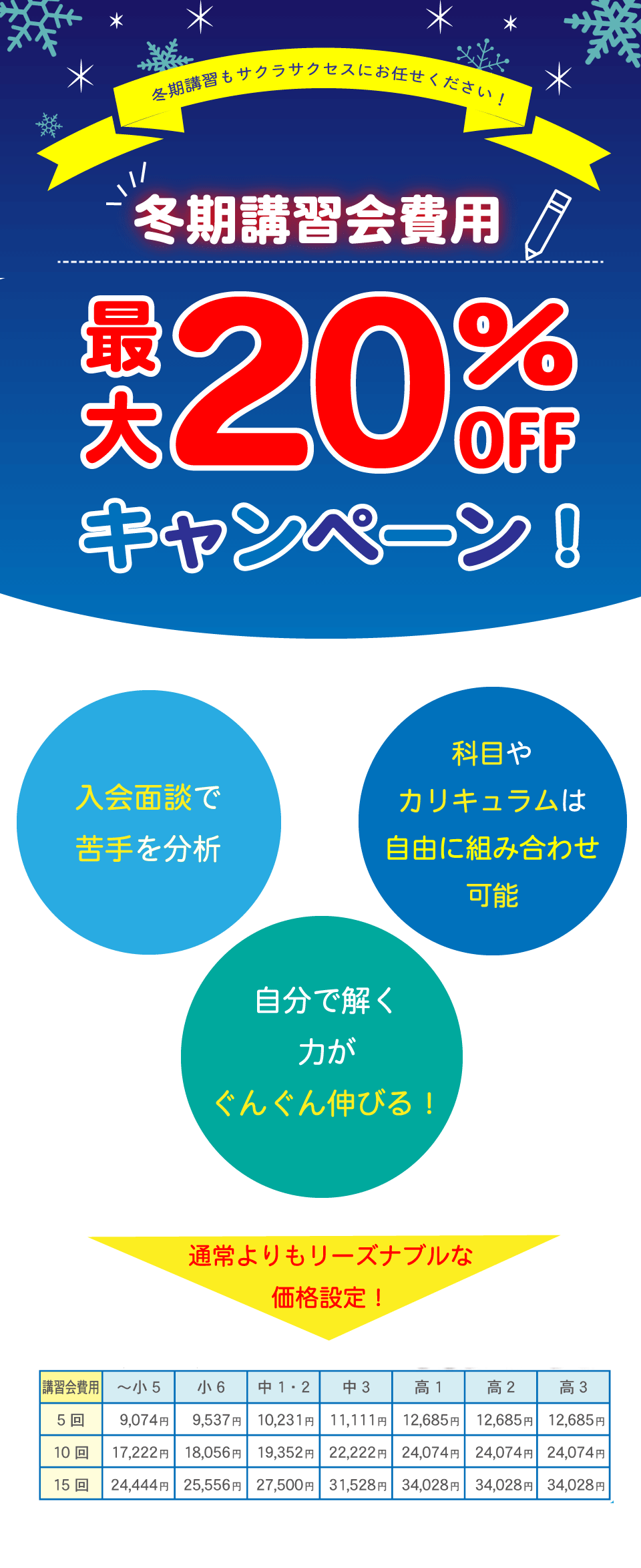 【鳥取エリア】冬期講習会費用20％OFFキャンペーン！（※受付を終了しました）